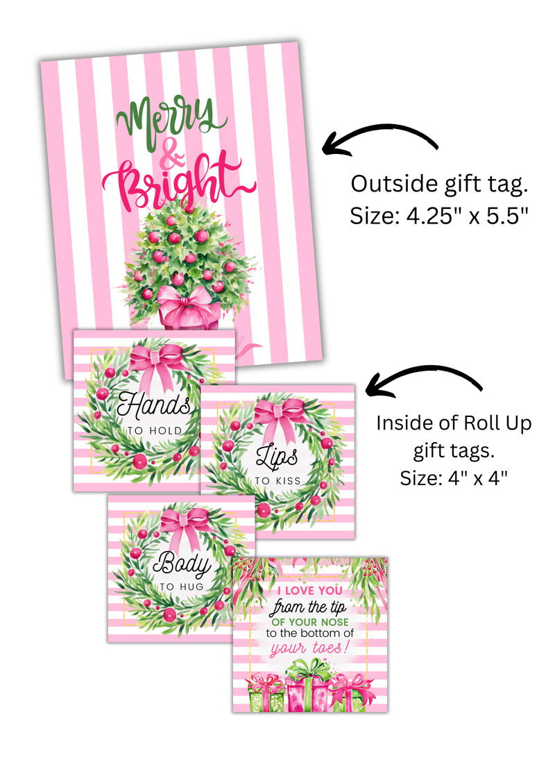 Merry and Bright Roll Up Tags